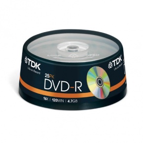 DVD-RED TDK 4.7 GB írható 16x hengeres tok 25 db/csomag