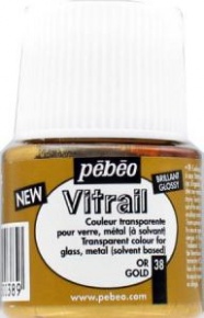 Kreatív üvegfesték Pébéo Vitrail oldószeres 45 ml arany