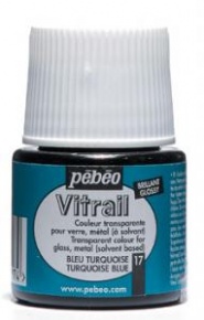 Kreatív üvegfesték Pébéo Vitrail oldószeres 45 ml türkizkék
