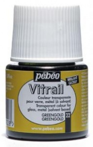 Kreatív üvegfesték Pébéo Vitrail oldószeres 45 ml zöldarany