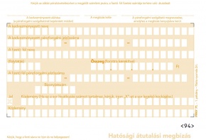 Hatósági átutalási megbízás 3 lapos garn.